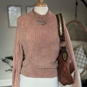 Wilfred Aritzia Essential Chenille Sweater in Dusty Pink/Light Pink, Size XXS